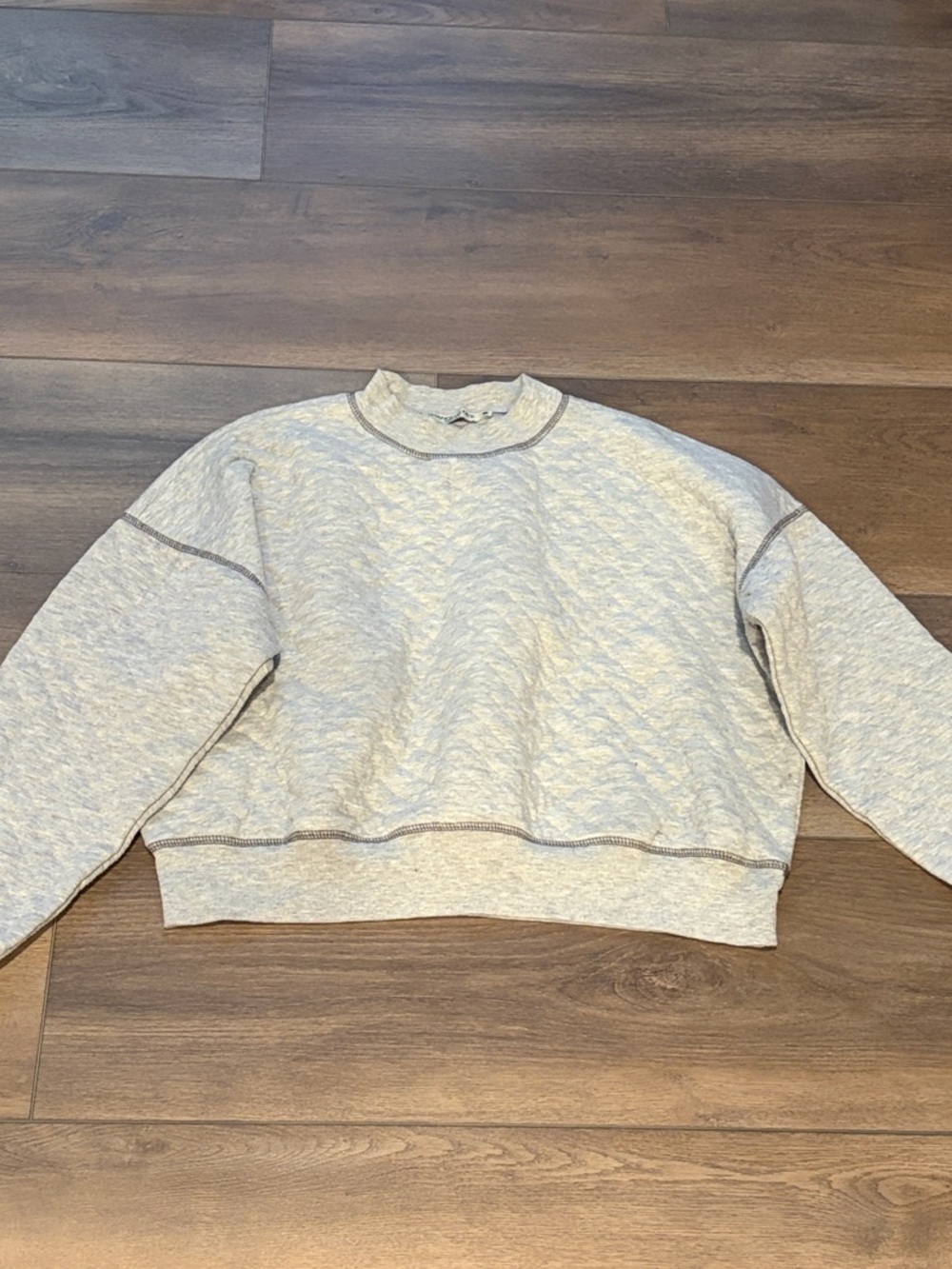 Chance or Fate Quilted Crewneck Sweatshirt in Light Gray Heather